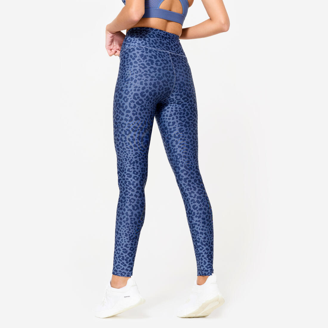 Legging de fitness taille haute femme, imprimé gris chiné
