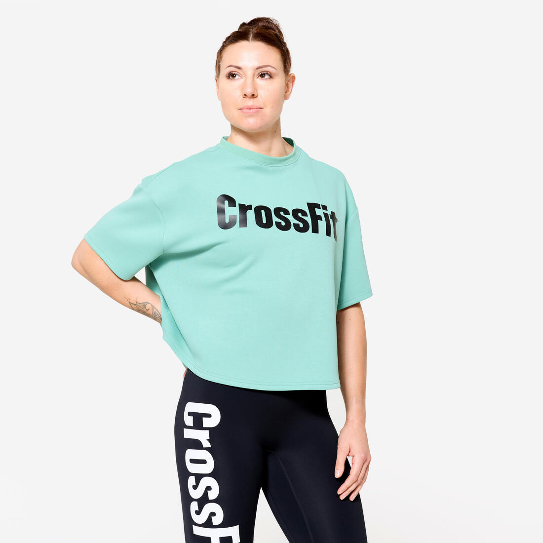 Tee shirt de crossfit®  crop top femme, vert