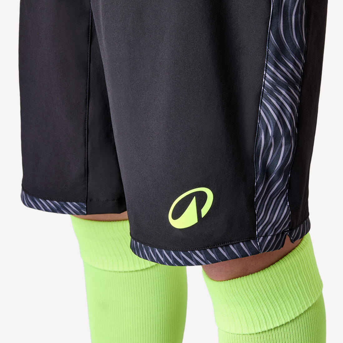 Short de football adulte Viralto II Wavy Noir et jaune fluo