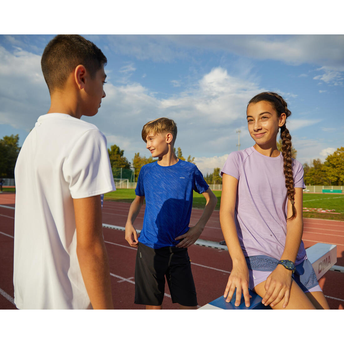 T-Shirt running ultra léger Enfant - KIPRUN Light 900 marine vert