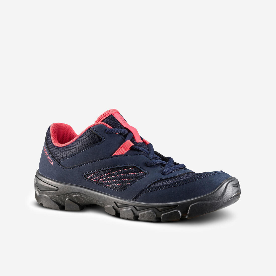 Chaussures de randonnée enfant avec lacets MH100 basse bleu corail du 35 AU 38