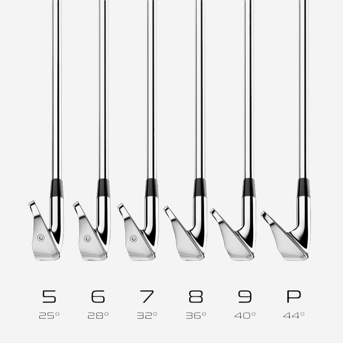 Série fers golf droitier taille 2 VITESSE MOYENNE / REGULAR acier, 900