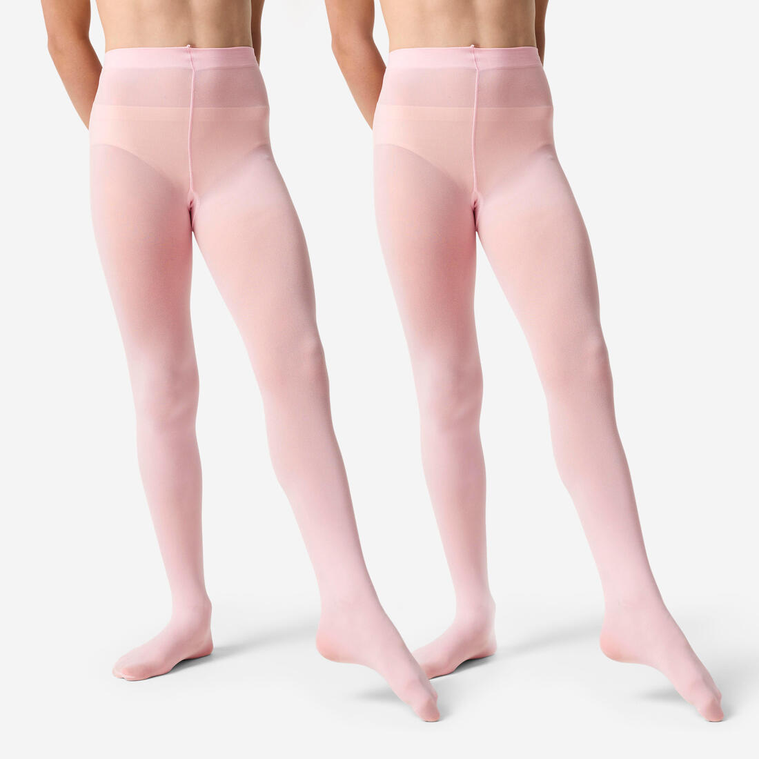 Lot de deux paires de collants de danse classique avec pieds fille, rose bonbon