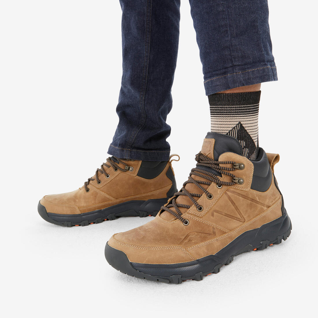 Chaussures de randonnée mid imperméables homme, NH500 Cuir WP