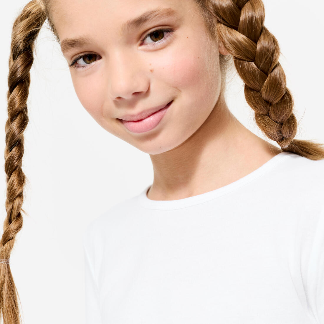 T-shirt enfant manches longues coton - Basique blanc