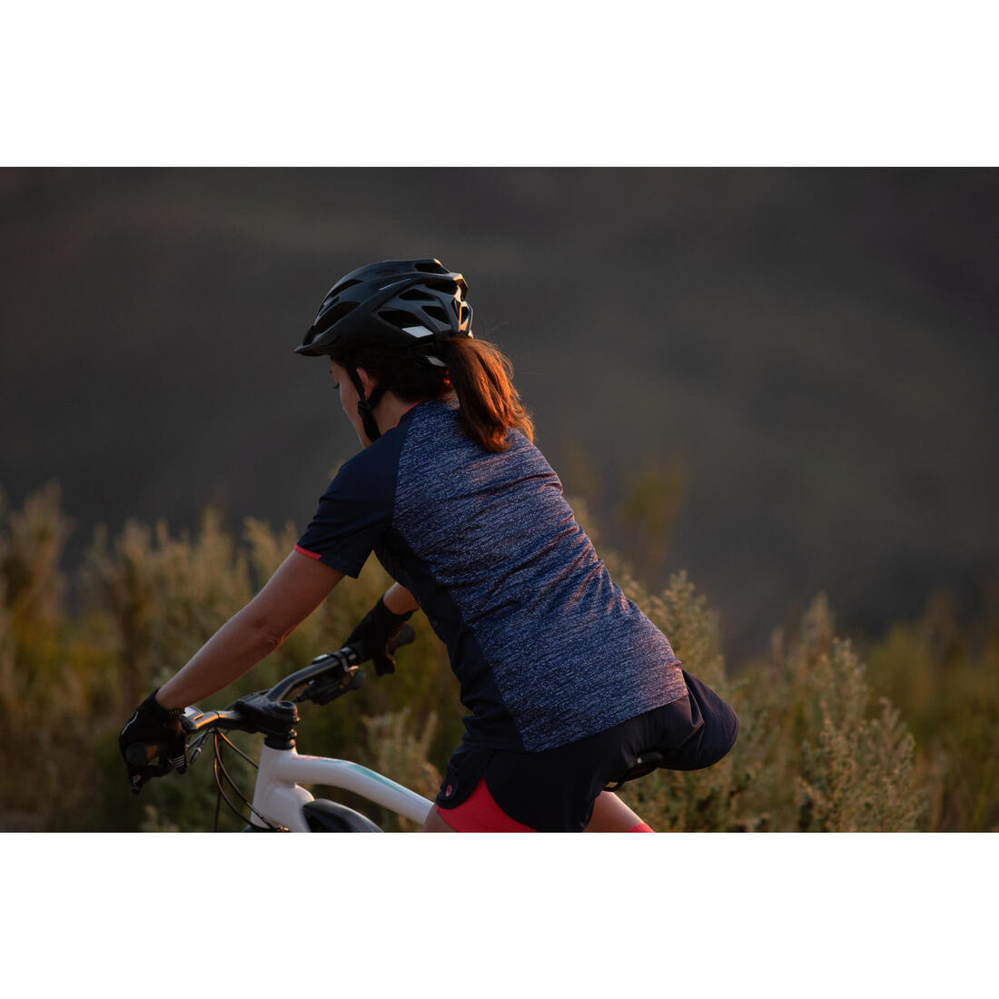 MAILLOT MANCHES COURTES VELO VTT ST 100  FEMME MARINE