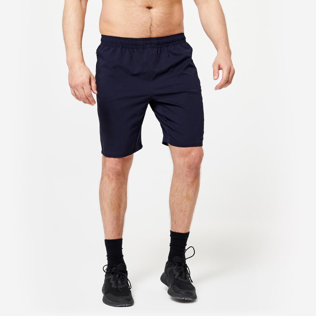 Short de fitness respirant poches zippées homme – bleu noir