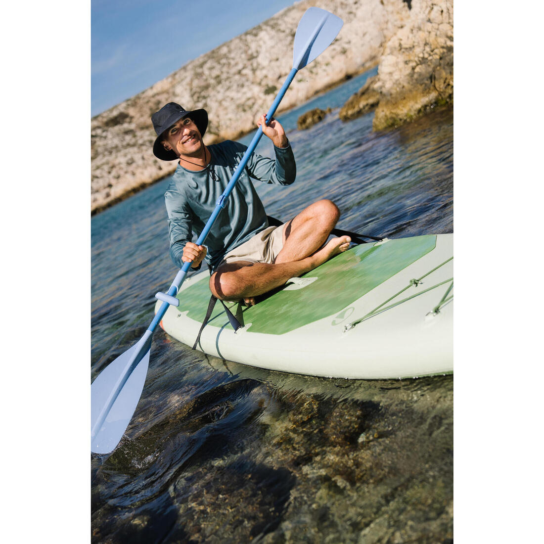 Pagaie convertible SUP et kayak, 100 bleu - 160-220cm