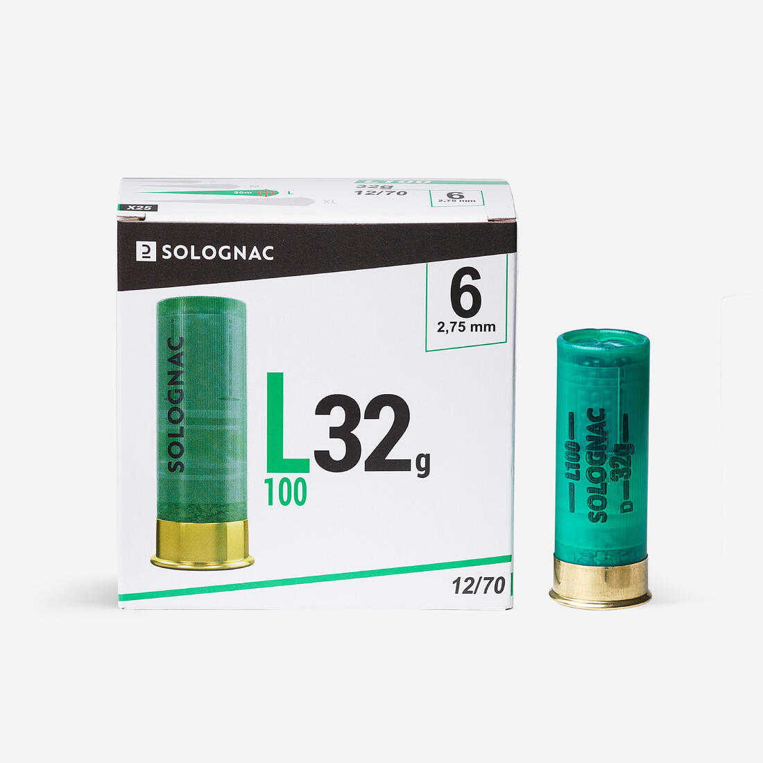 CARTOUCHE L100 32g CALIBRE 12/70 PLOMB N°6 X25
