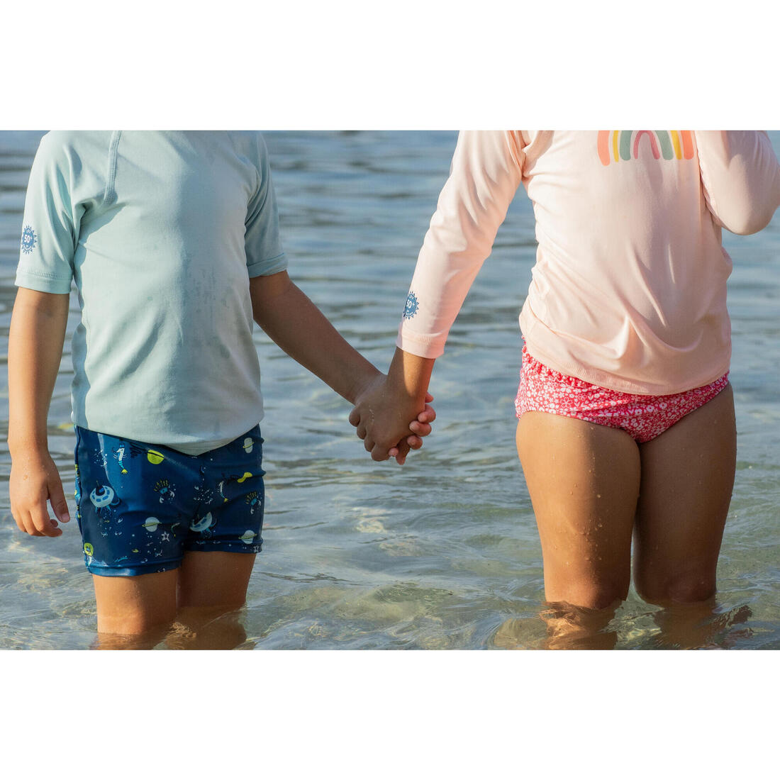 T-shirt anti uv bébé manches courtes corail