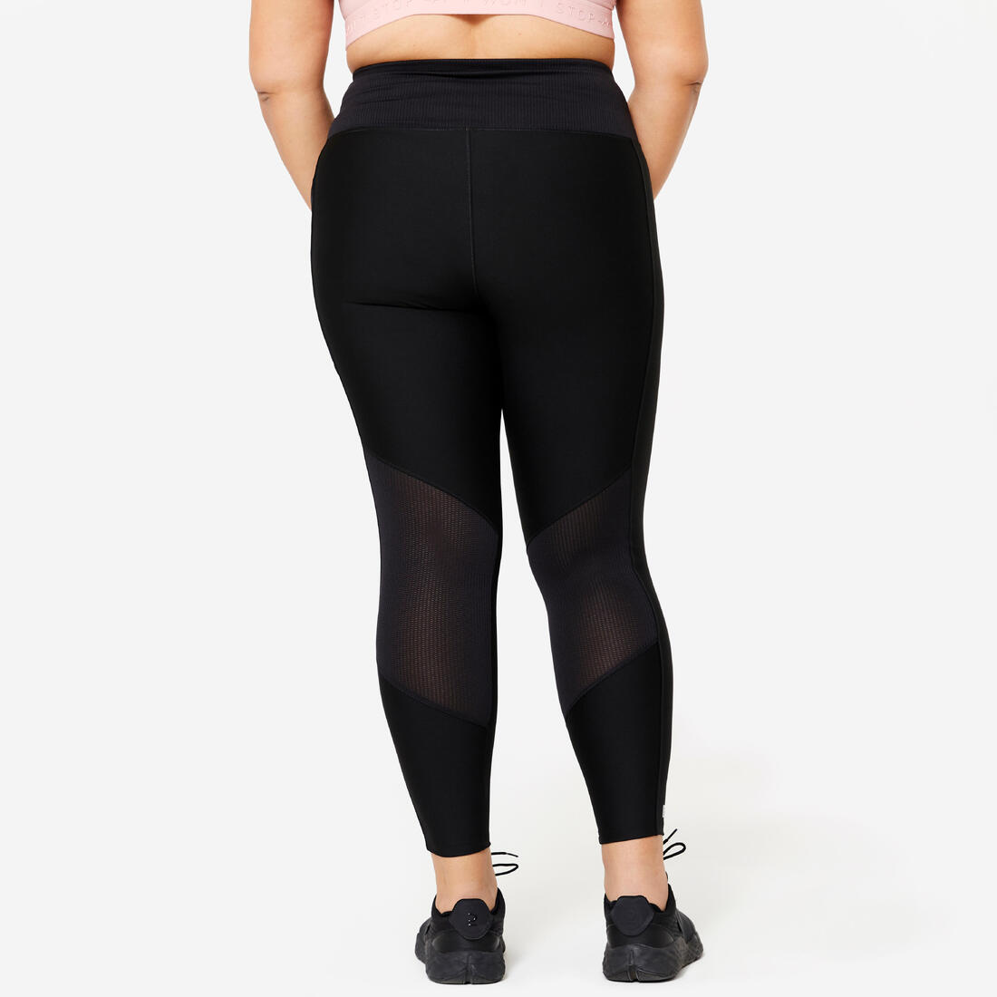 Legging de sport grande taille avec poche femme, noir