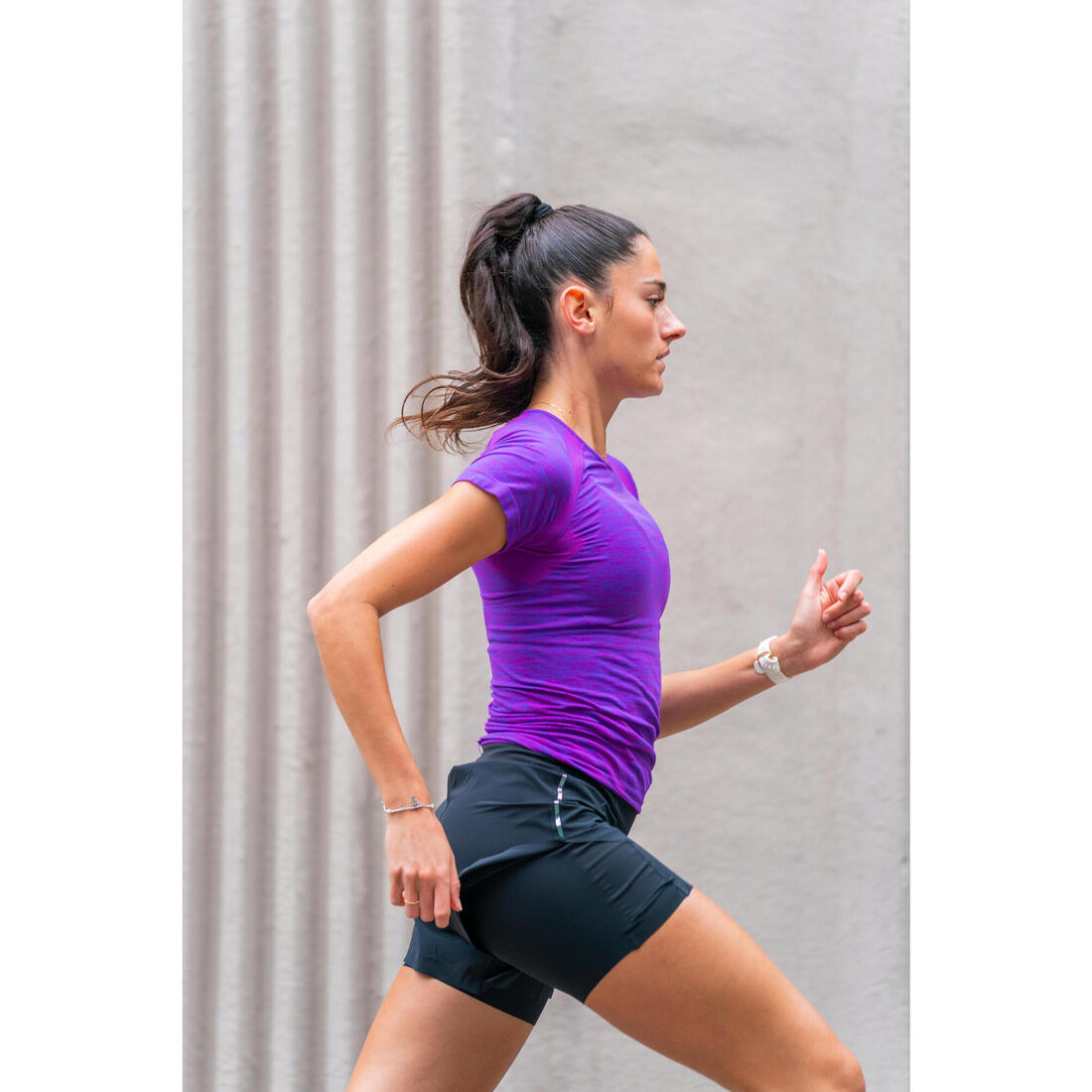 T-shirt running & trail sans couture femme - kiprun run 500 confort slim
