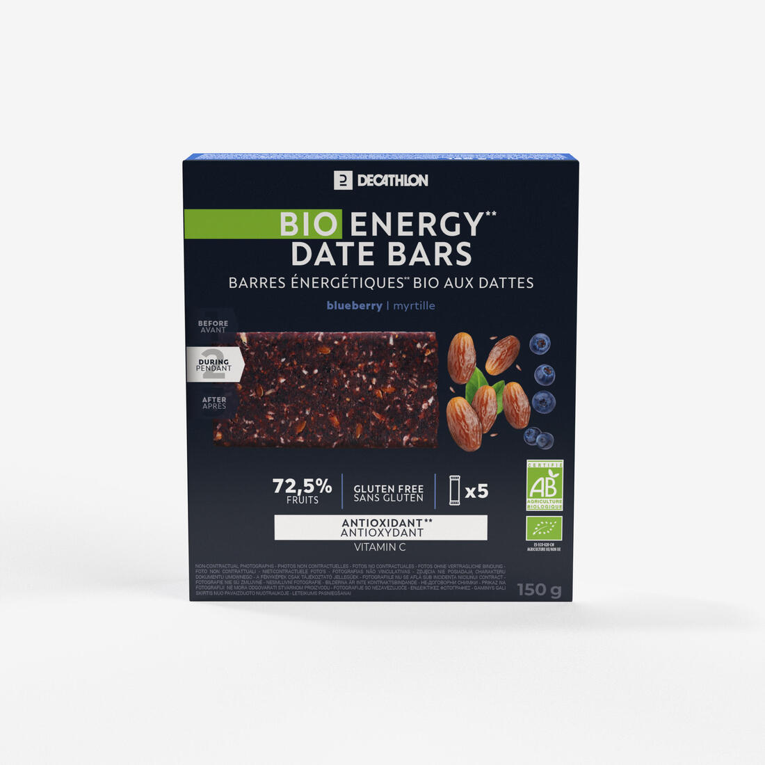 Barre énergétique bio sans gluten dattes et cacao, x5