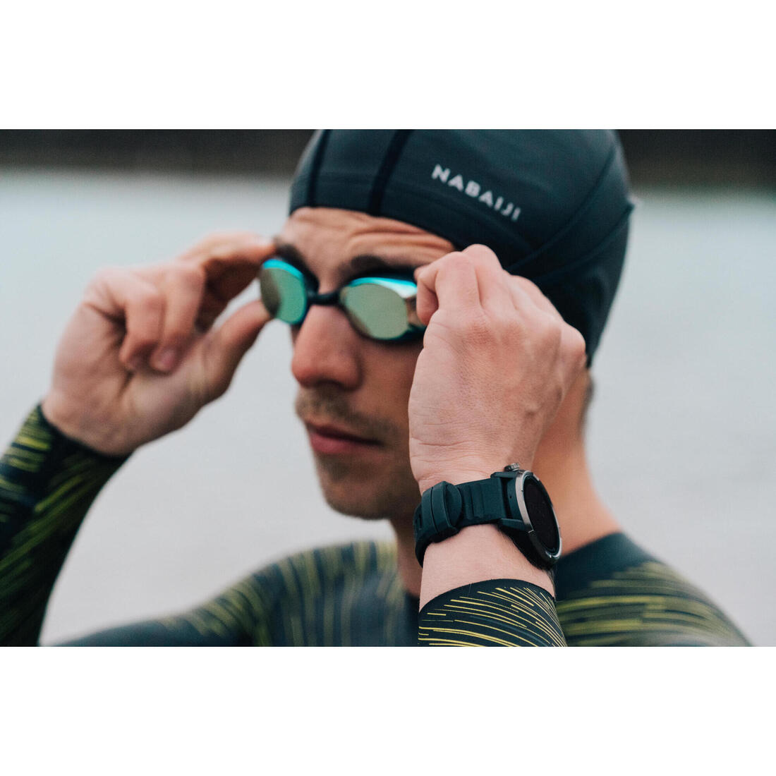 Lunettes de natation Taille Unique - Bfit blanches verres miroirs
