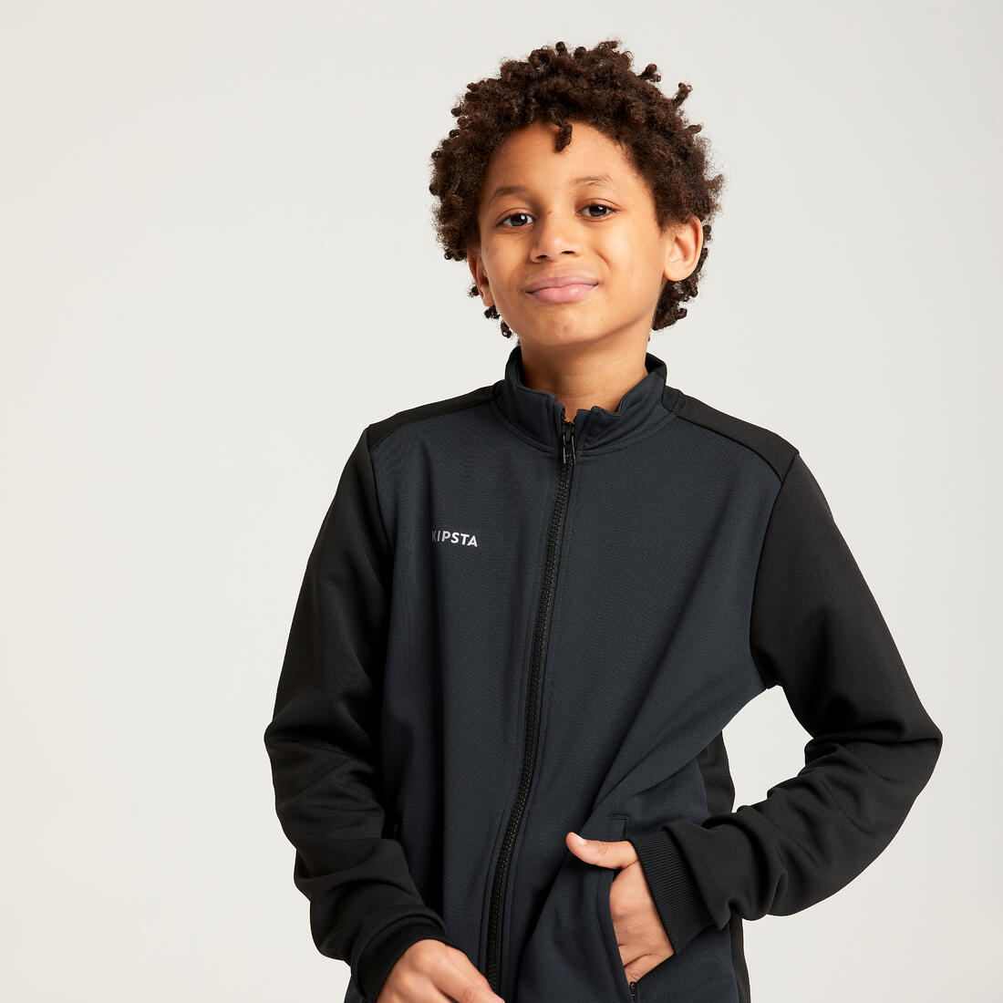Veste de football d'entrainement essential  noire et grise