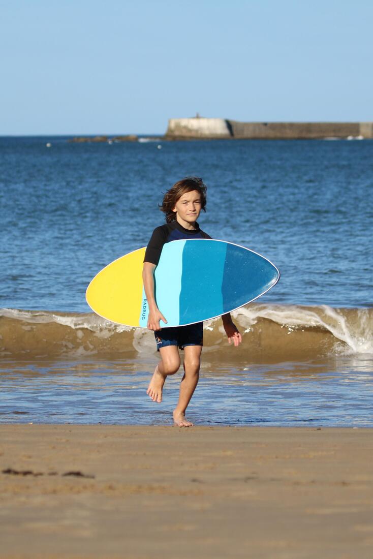 Skimboard enfant - 500 mousse bleu turquoise jaune