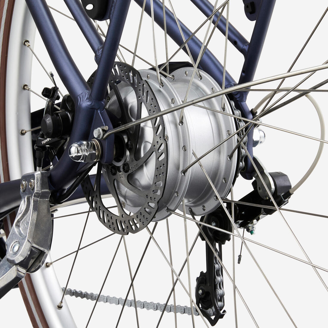 VELO DE VILLE ELECTRIQUE ELOPS 900 E CADRE BAS BLEU FONCE