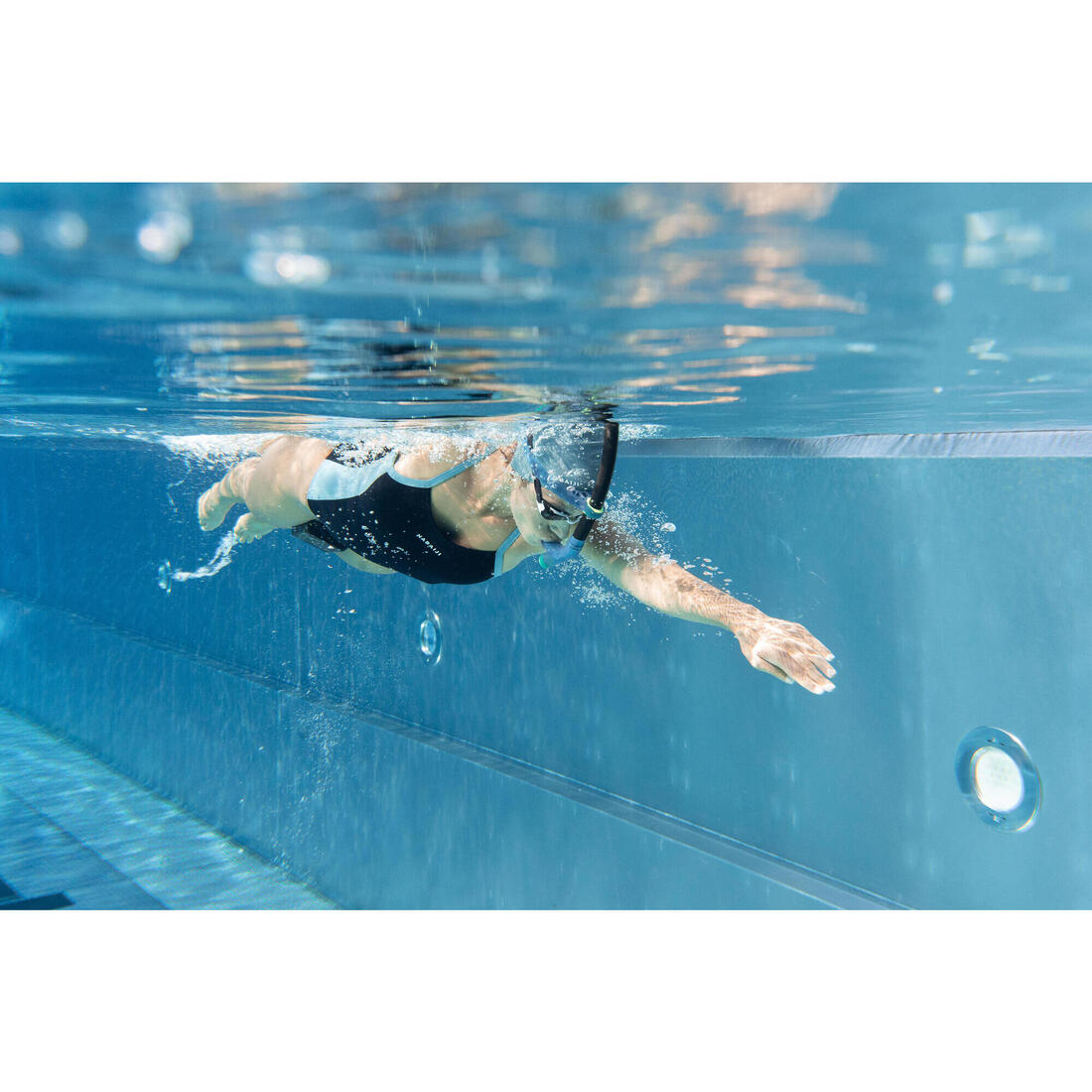 Tuba Frontal de Natation 500 taille S Bleu Jaune