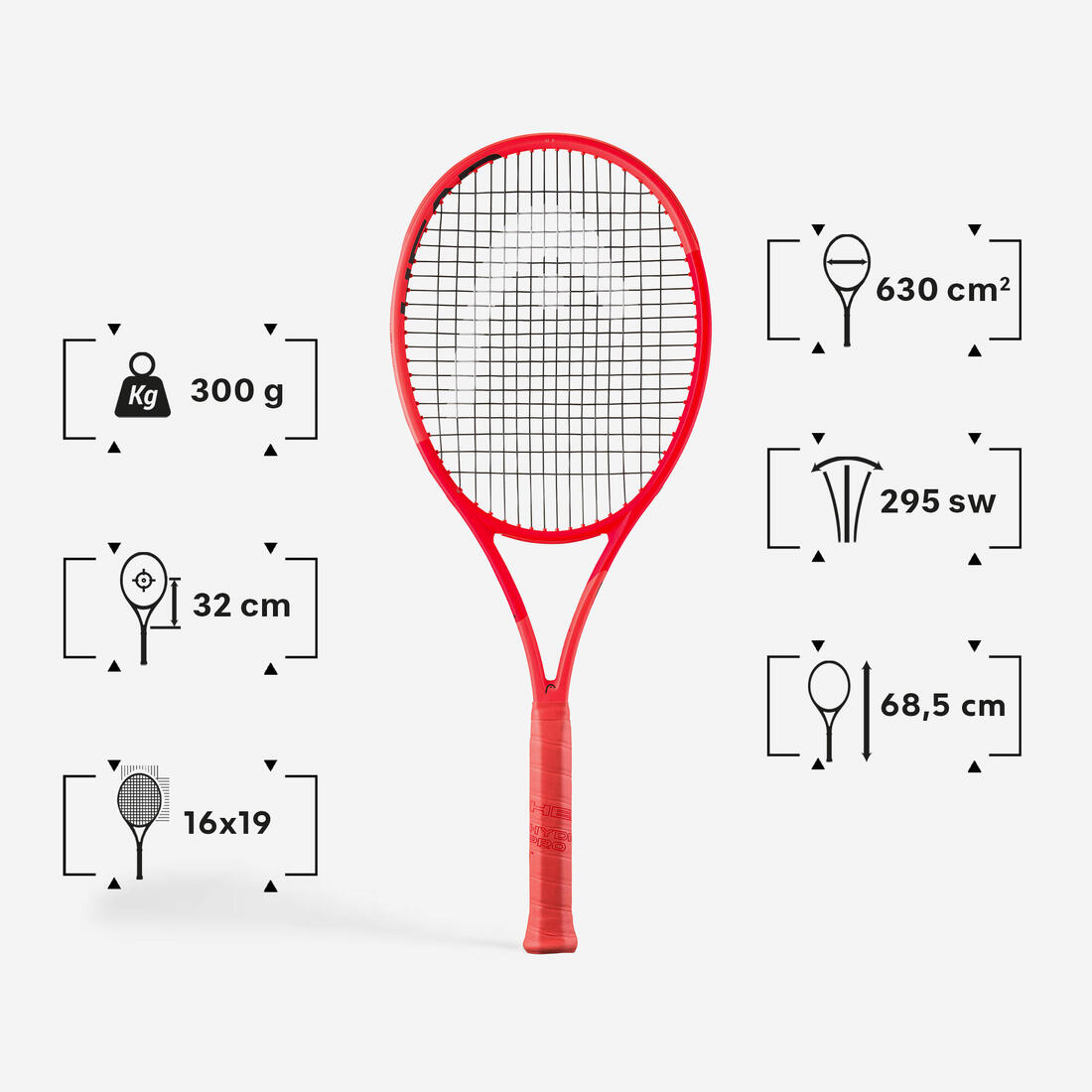 Raquette de tennis adulte, Head Radical MP 2025 300g orange.