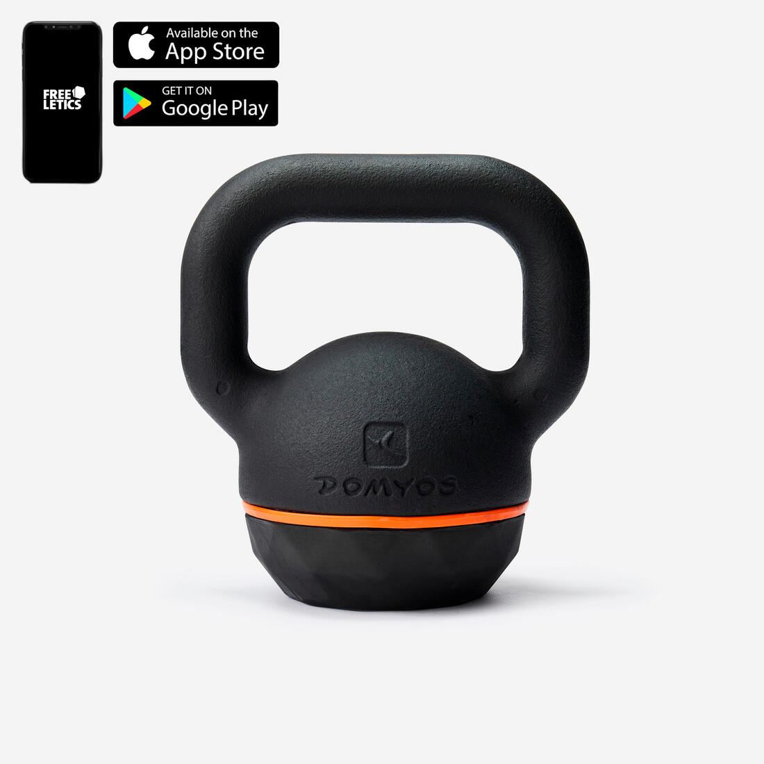 Kettlebell en fonte et base caoutchouc 16 kg, fonte en partie recyclée