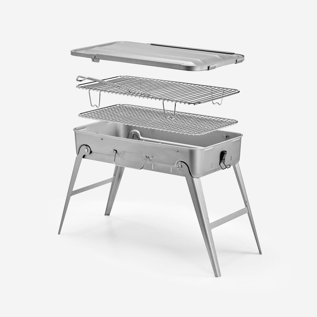 Barbecue portable XL de camping pour 4-8 personnes, à bois, charbon et briquette