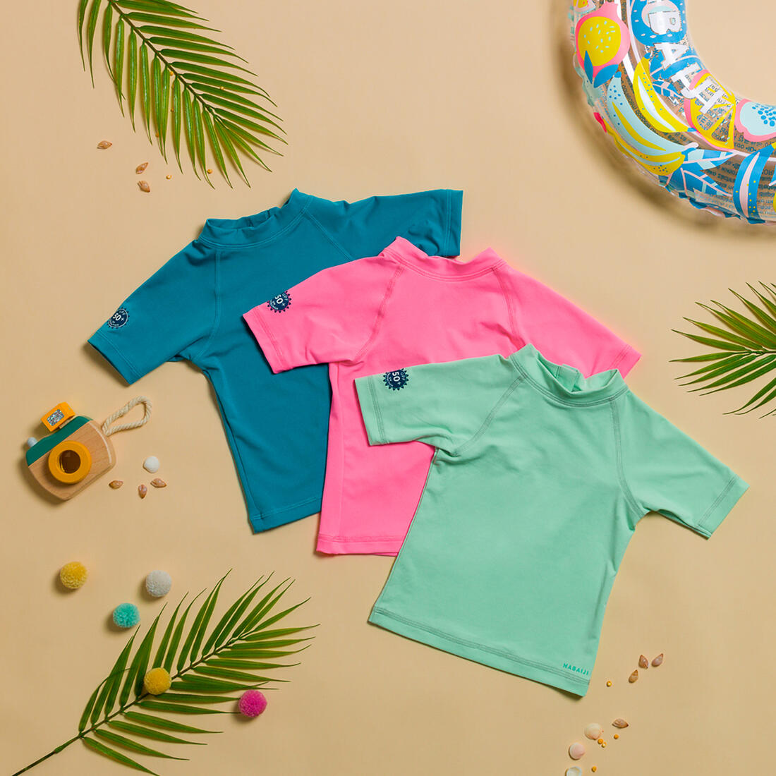 T-shirt anti uv bébé manches courtes corail