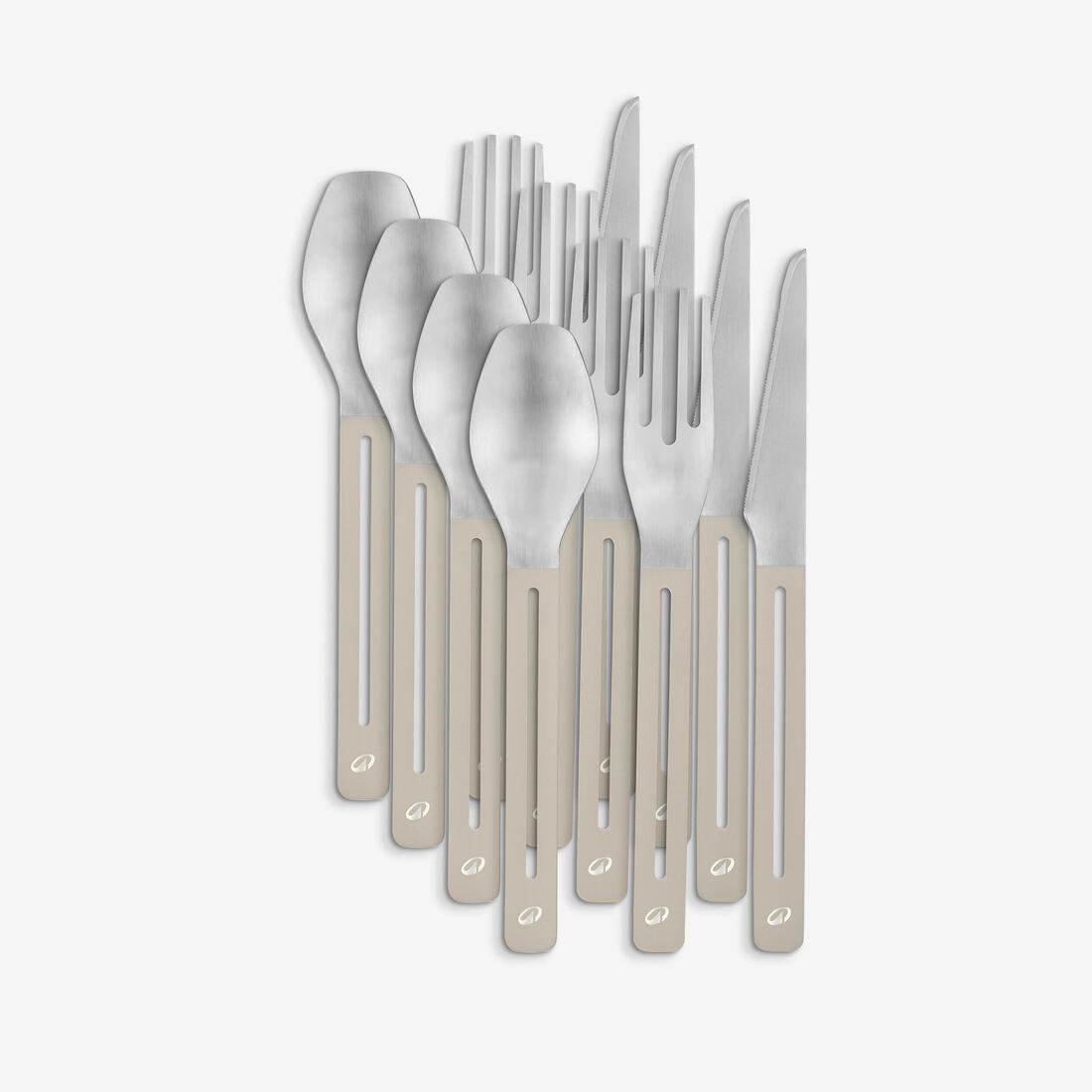 Kit de 12 couverts de camping en acier inox 4 couteaux 4 fourchettes 4 cuillères