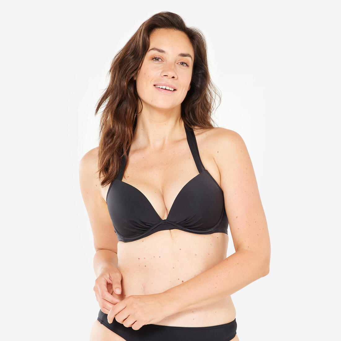 Haut de maillot de bain femme push up avec coques fixes elena noir