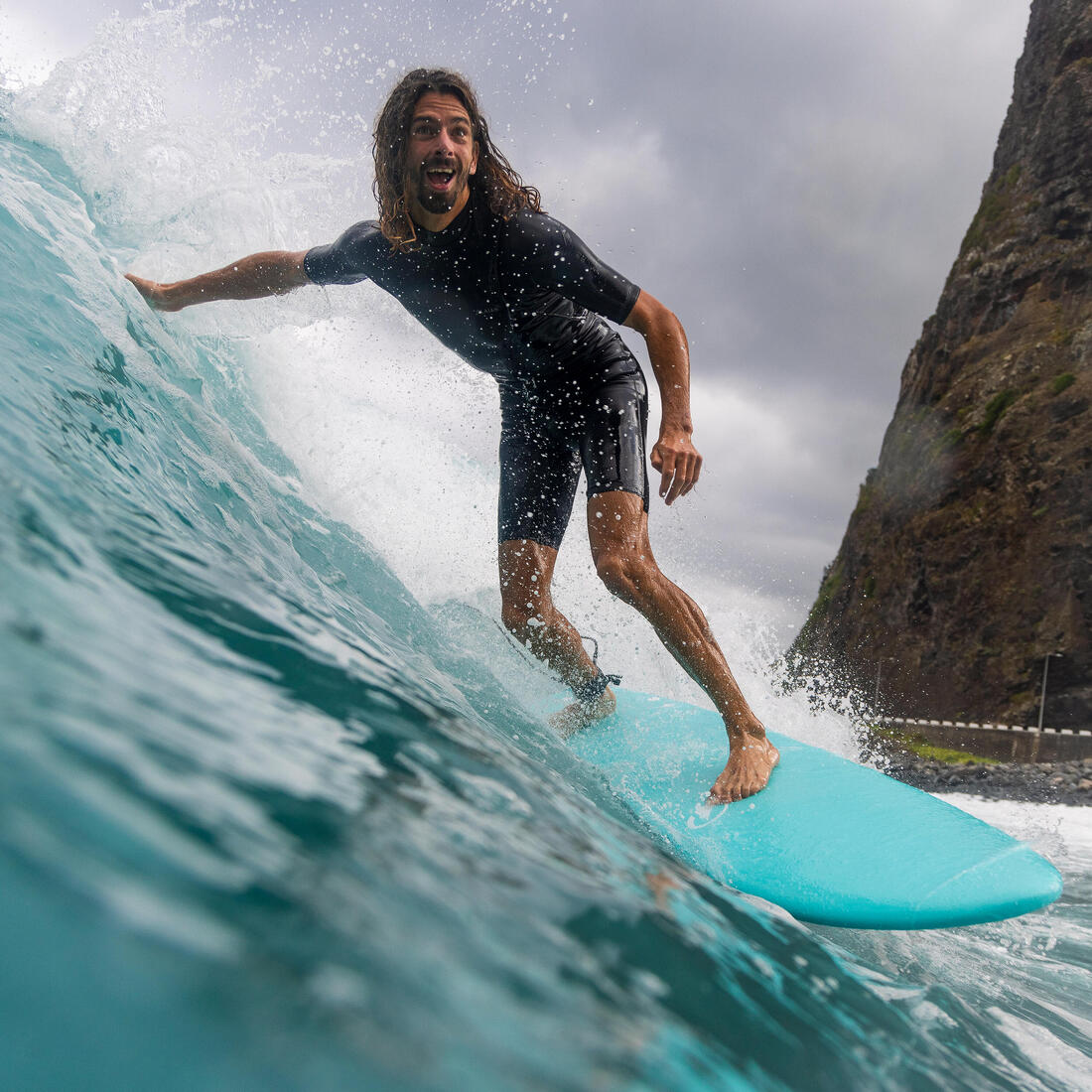 Planche de surf en mousse 6'6 swallow tail 55L - turquoise