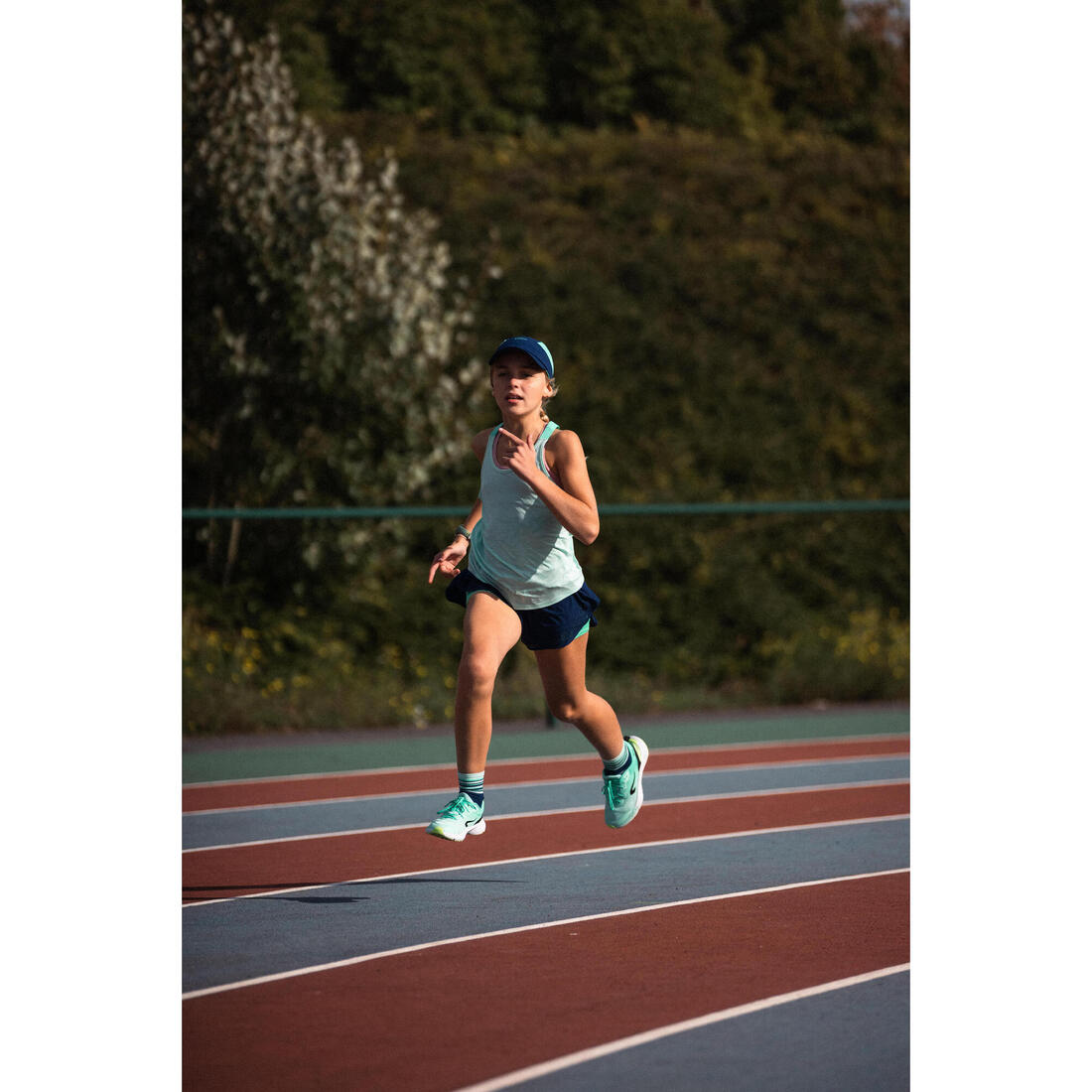 Casquette de running Enfant respirante - KIPRUN Run Dry Marine Verte