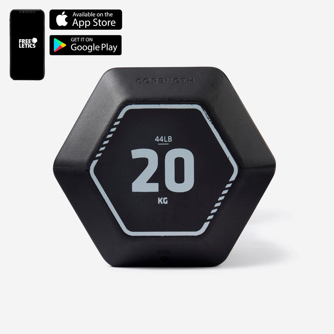 Haltères de cross training et musculation 20 kg - dumbbell hexagonale noire