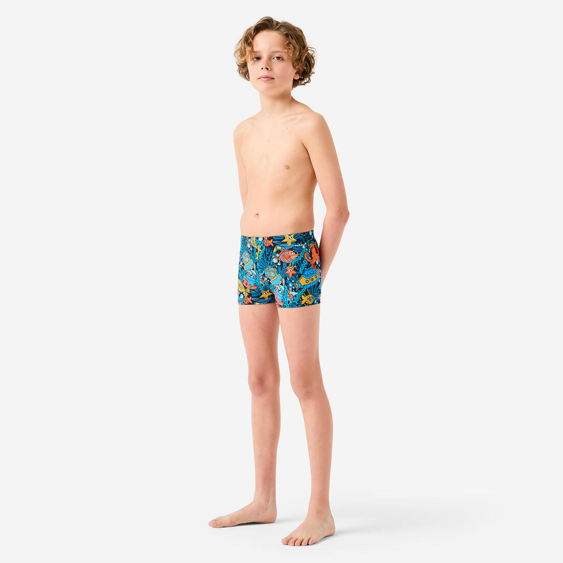 Maillot boxer de bain natation Garçon enfant - 500 Fitib all marin