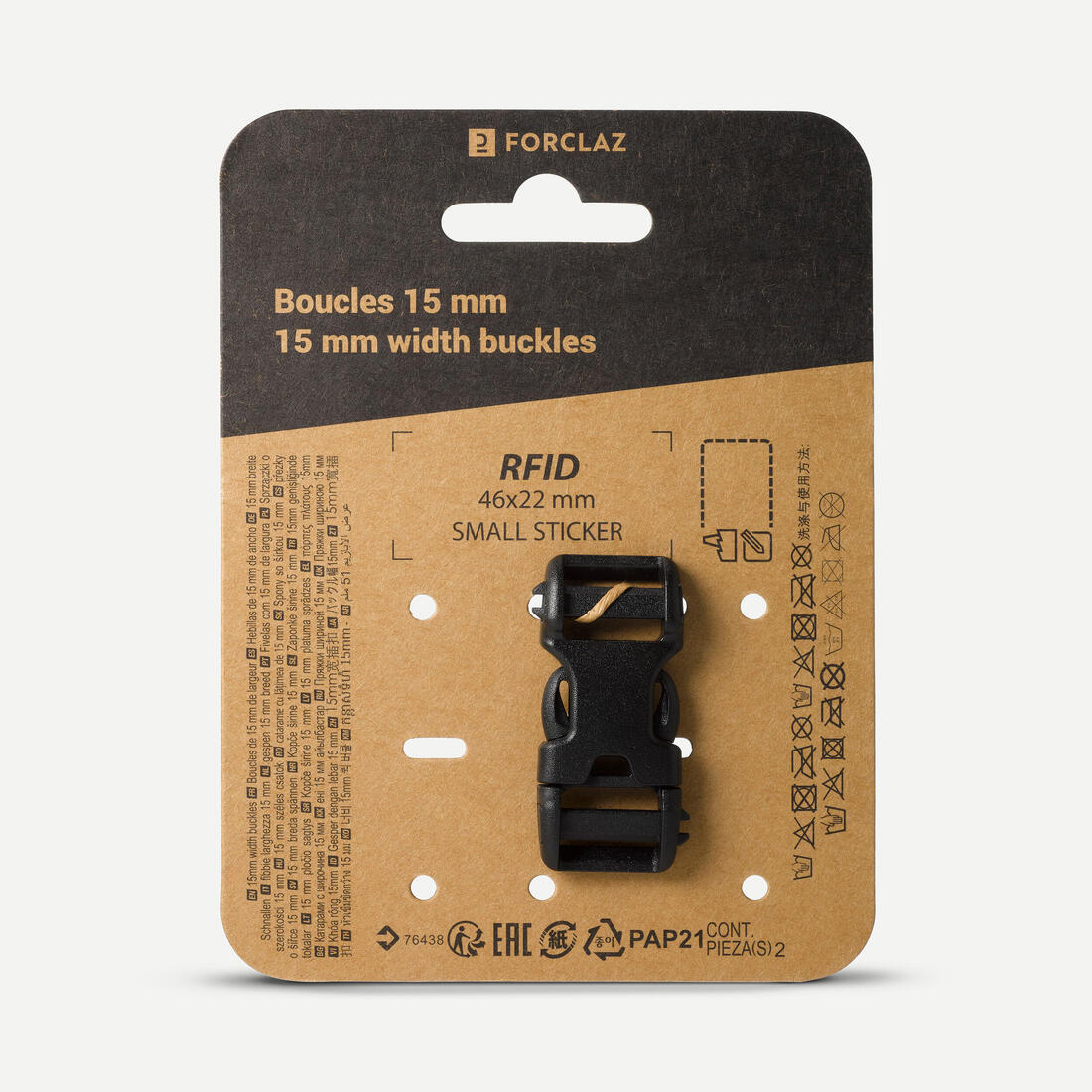 Boucle de serrage sac à dos à double pin lock, 15mm