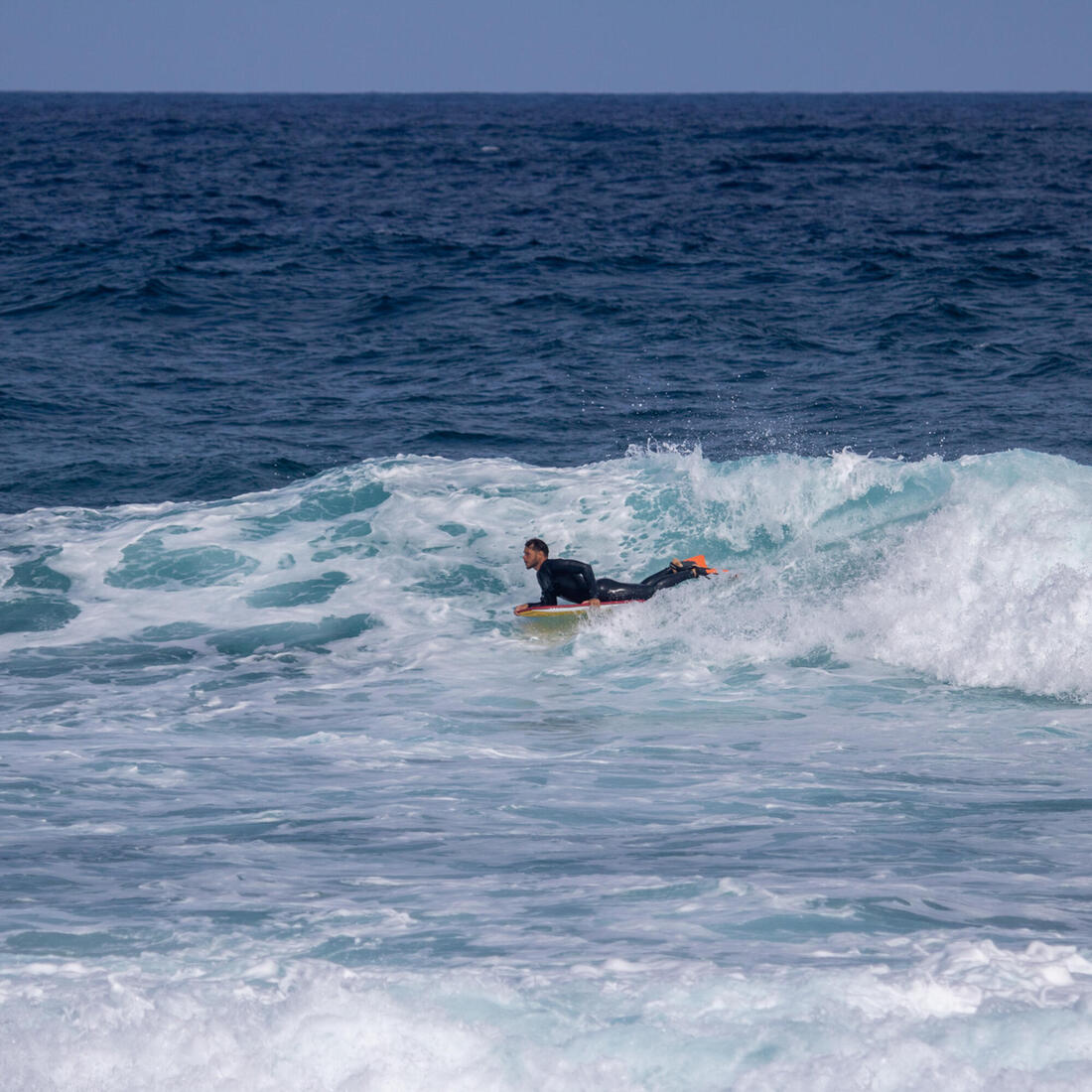 Bodyboard 500 bleu / orange avec leash