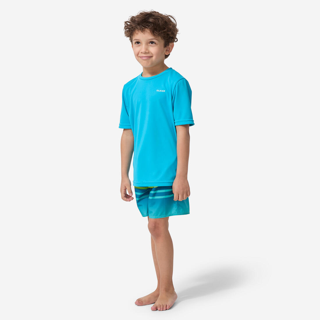 Water tee shirt anti uv surf enfant vert turquoise imprimé