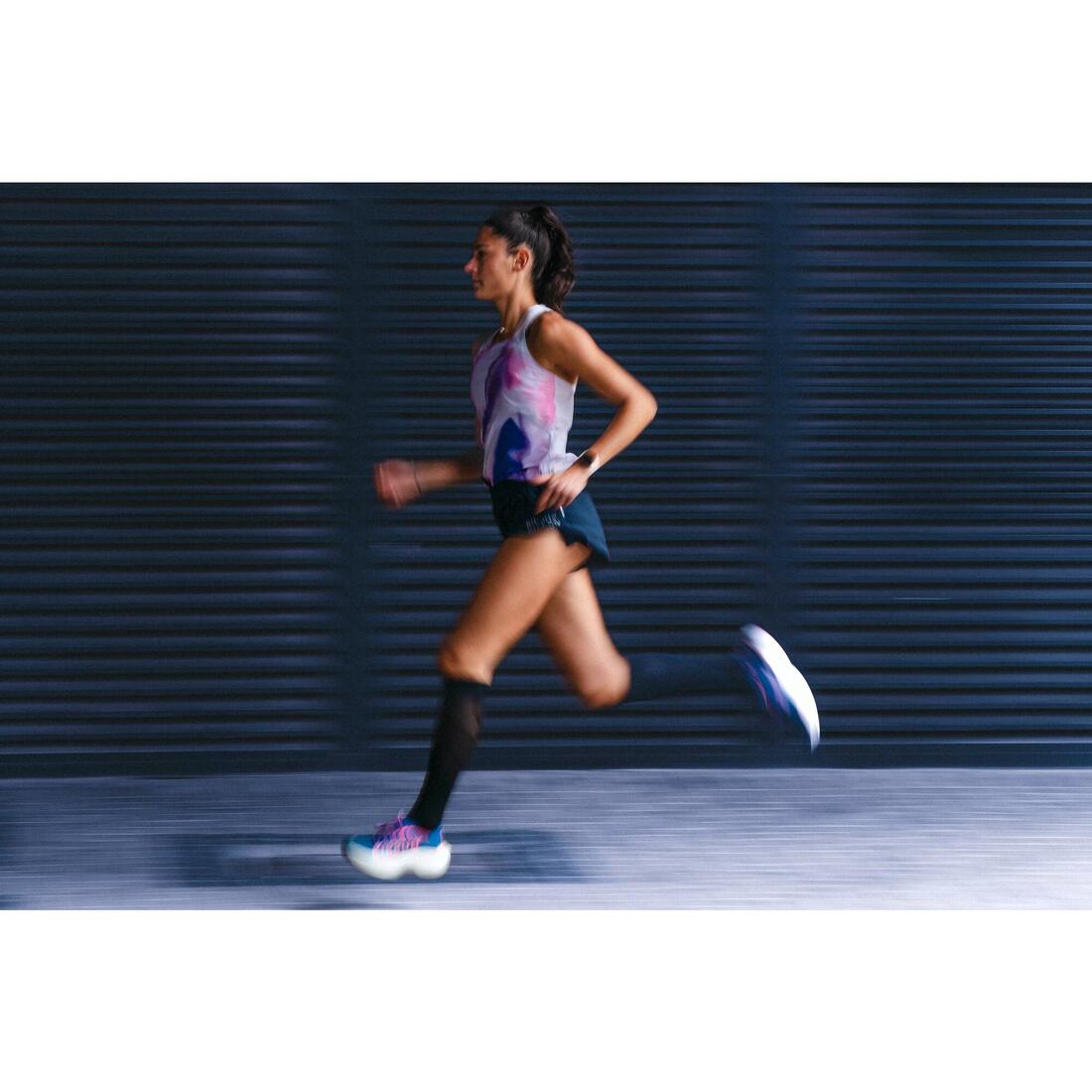 Débardeur de Running léger Femme - KIPRUN Run 900 Light violet mauve imprimé