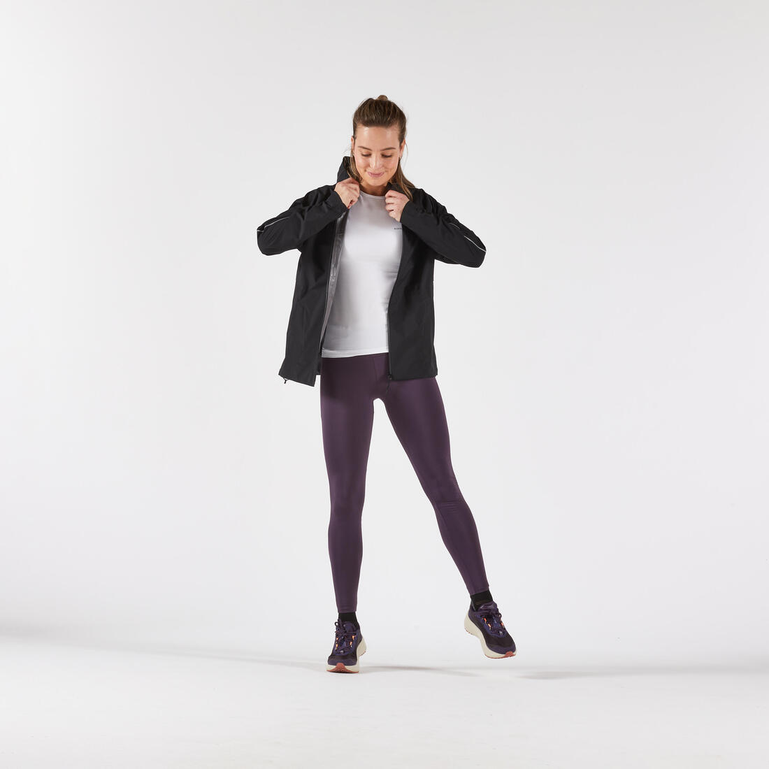 Veste running trail imperméable et respirante Femme, KIPRUN Run 500 aubergine