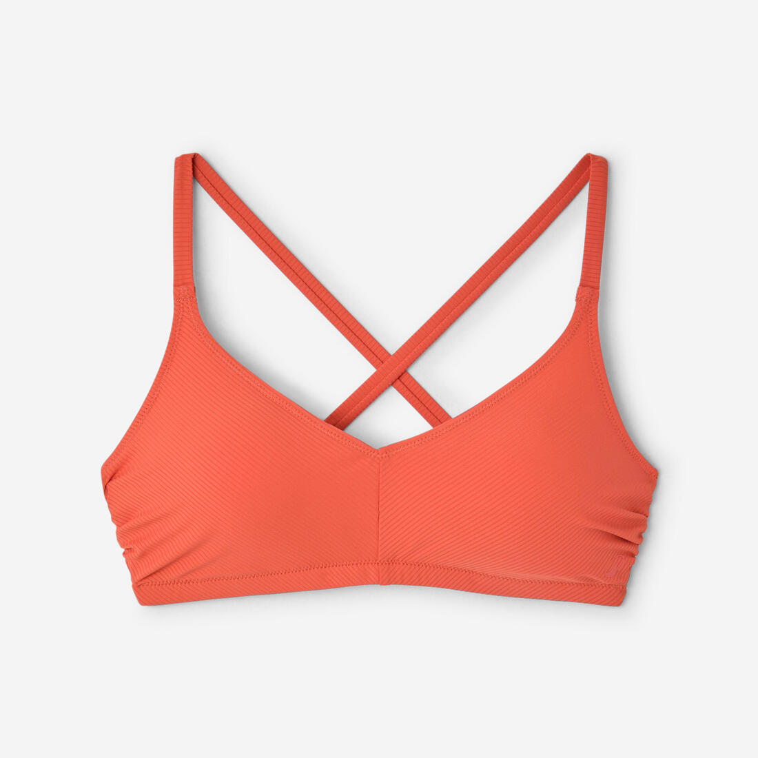 Haut de maillot de bain brassière texturée natation femme, Lila simy terracotta