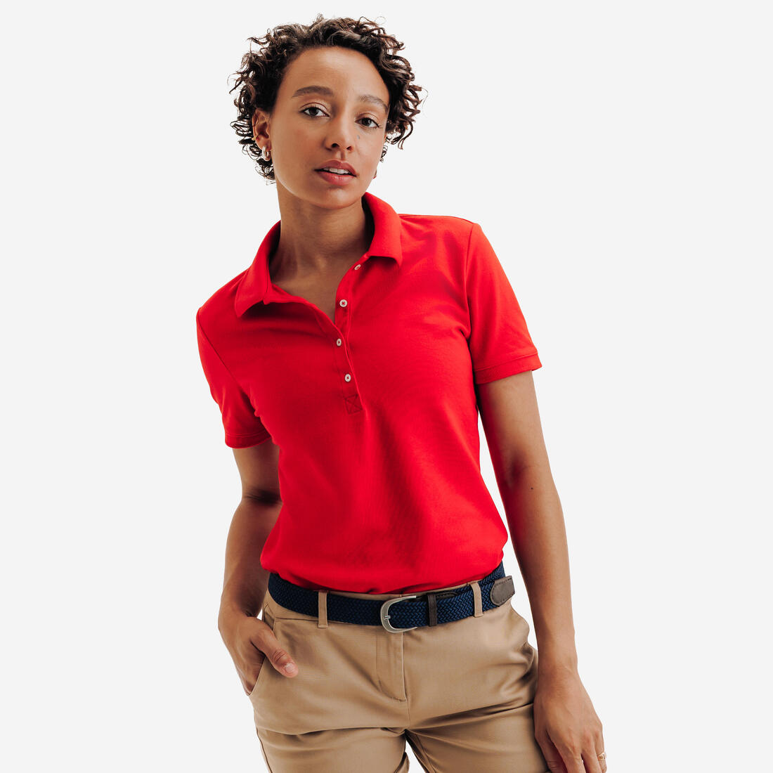 Polo golf en coton polyester manches courtes femme, MW500 beige clair