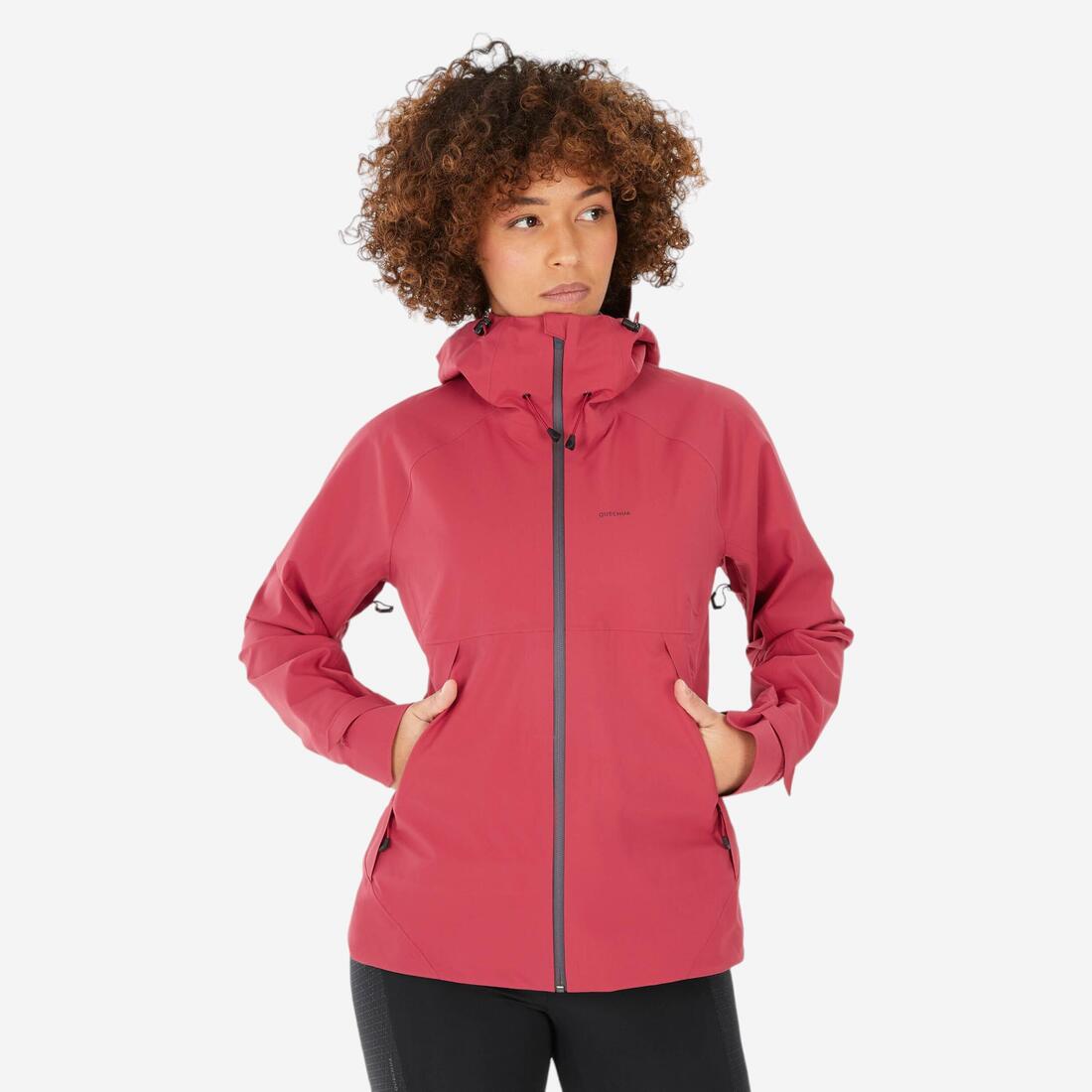 Veste de randonnée montagne imperméable femme, MH500 – rouge