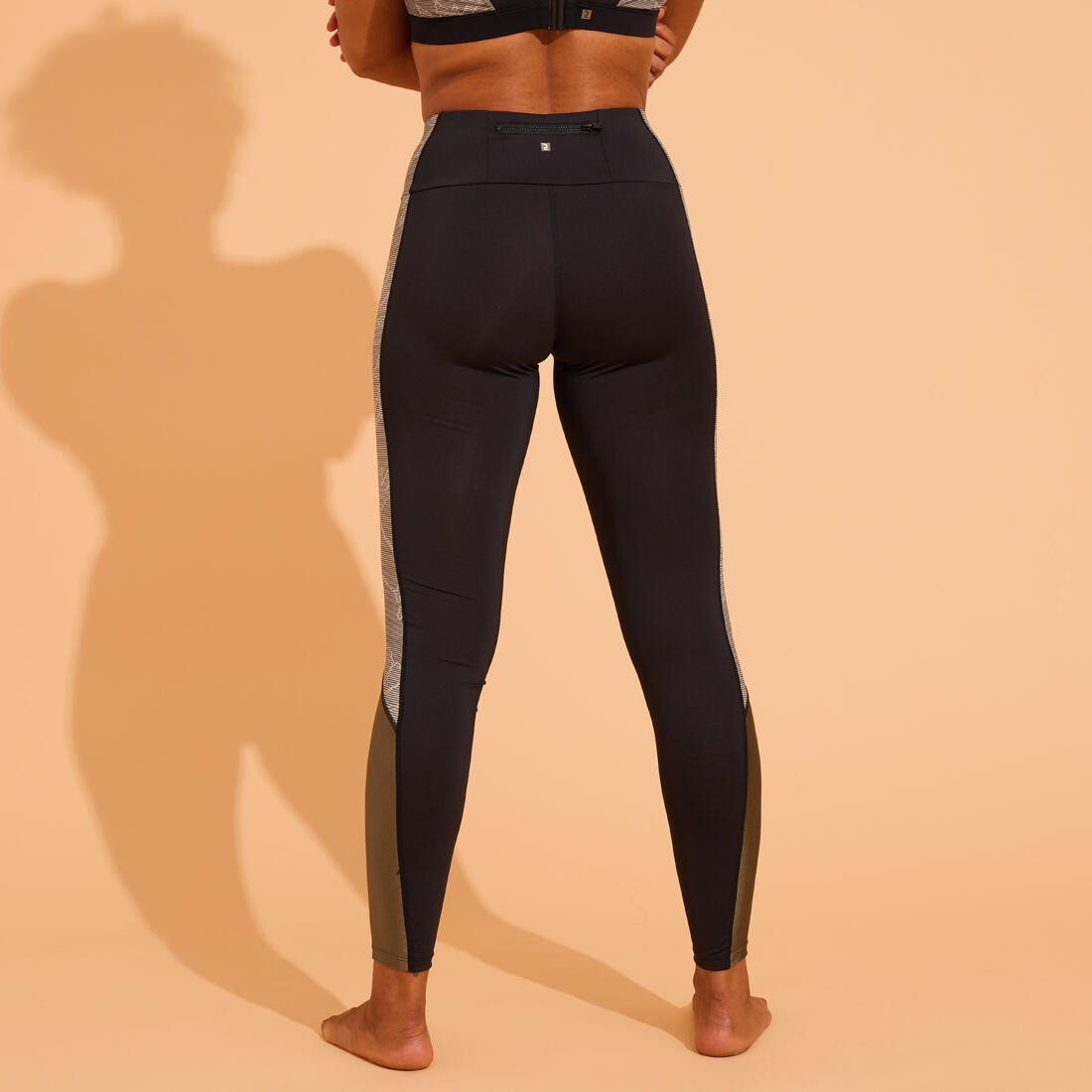 BAS DE MAILLOT DE BAIN LEGGING AQUAGYM-AQUABIKE FEMME NOIR IMPRIME