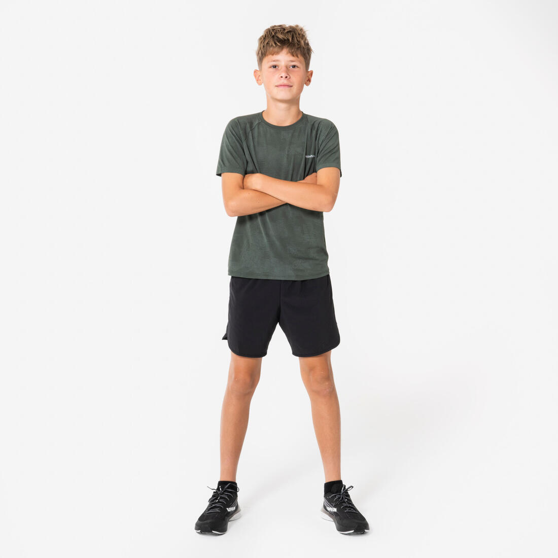 T-Shirt running sans couture Enfant - KIPRUN TS LIGHT 900 kaki