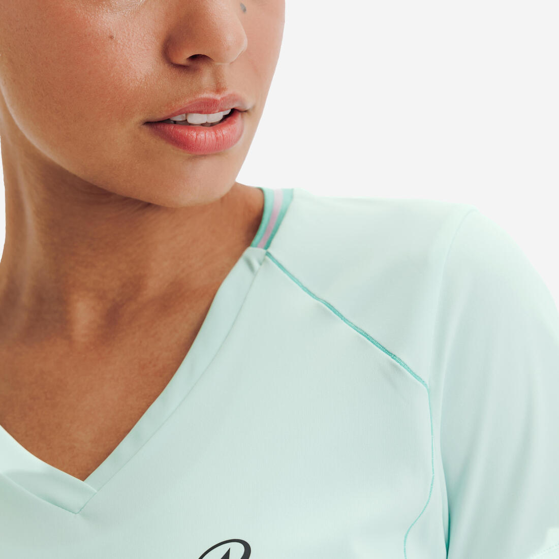 T-shirt de tennis respirant col V femme, Dry
