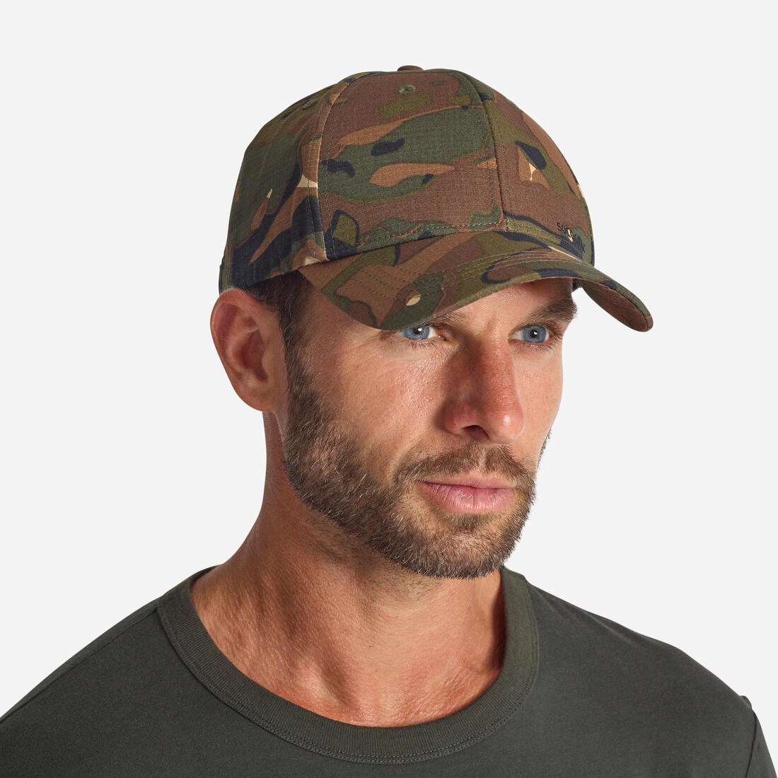 Casquette chasse 500 Résistante Camo Woodland Vert et