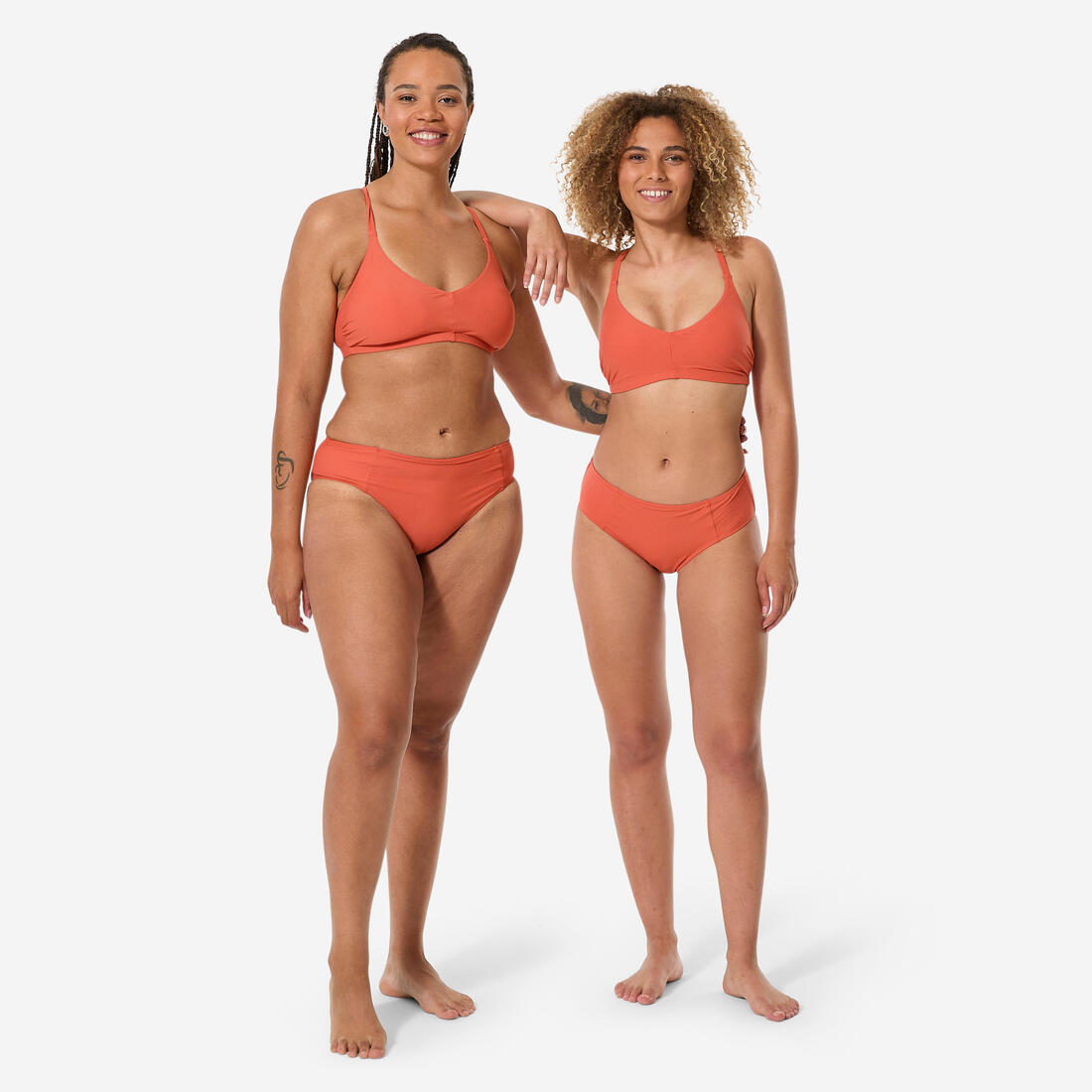 Haut de maillot de bain brassière texturée natation femme, Lila simy terracotta