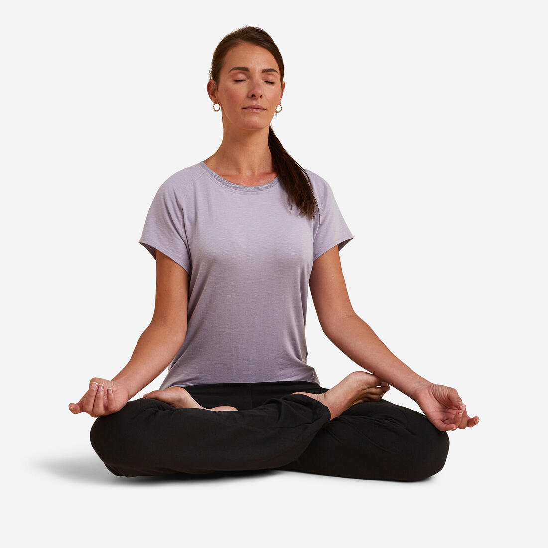 T-shirt yoga doux femme en coton – violet