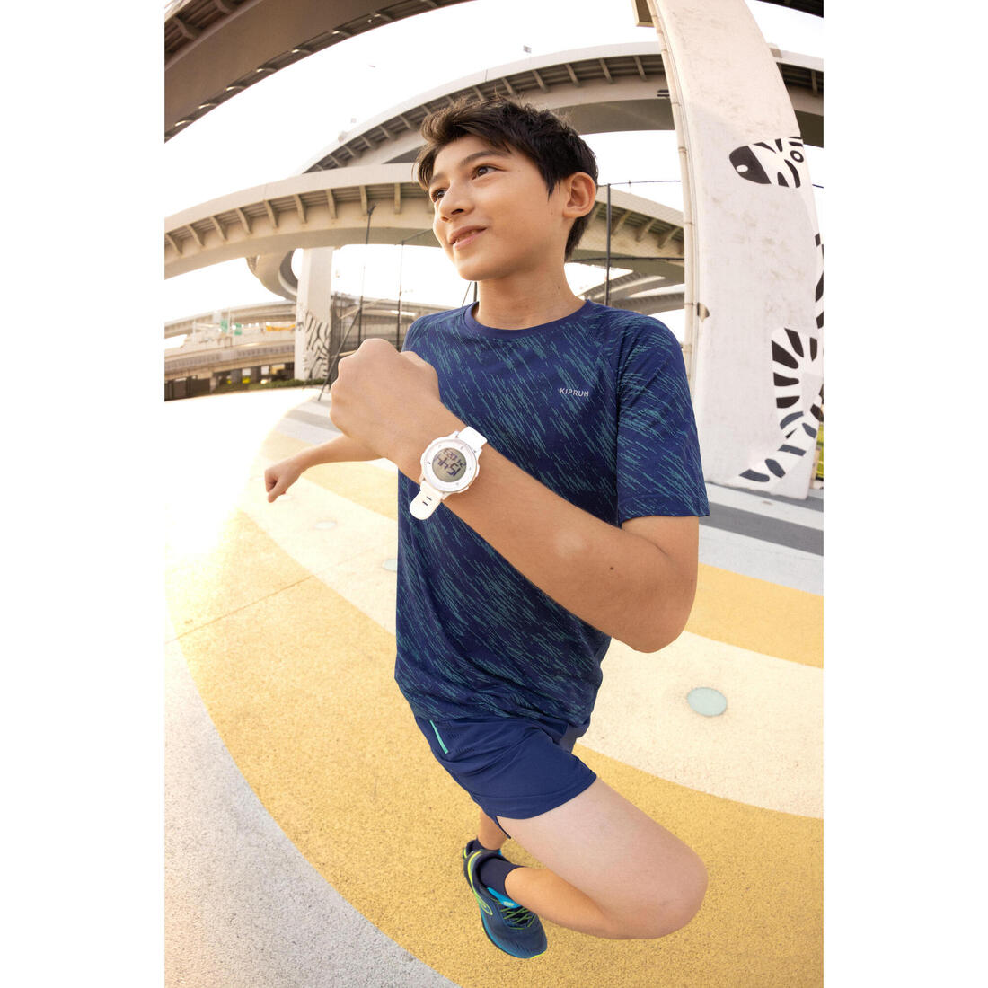 T-Shirt running ultra léger Enfant - KIPRUN Light 900 marine vert