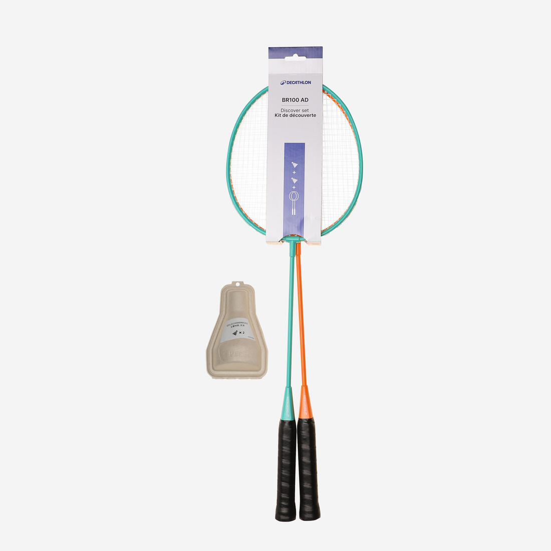 Set Raquettes de Badminton de Loisir Adulte Discover BR100Ad - Turquoise/Orange
