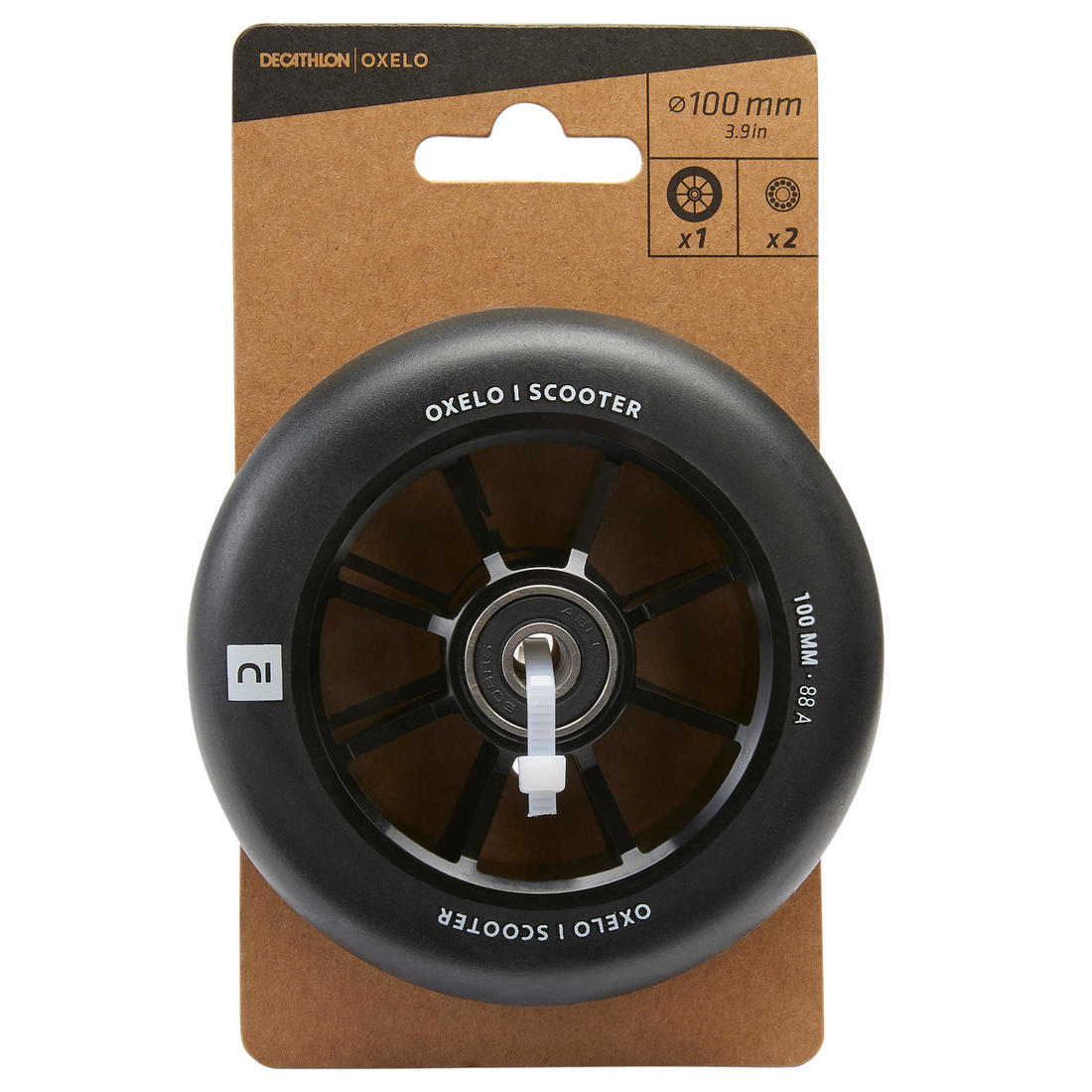 Roue freestyle 100mm avec jante noire en alu  et gomme noir PU85A