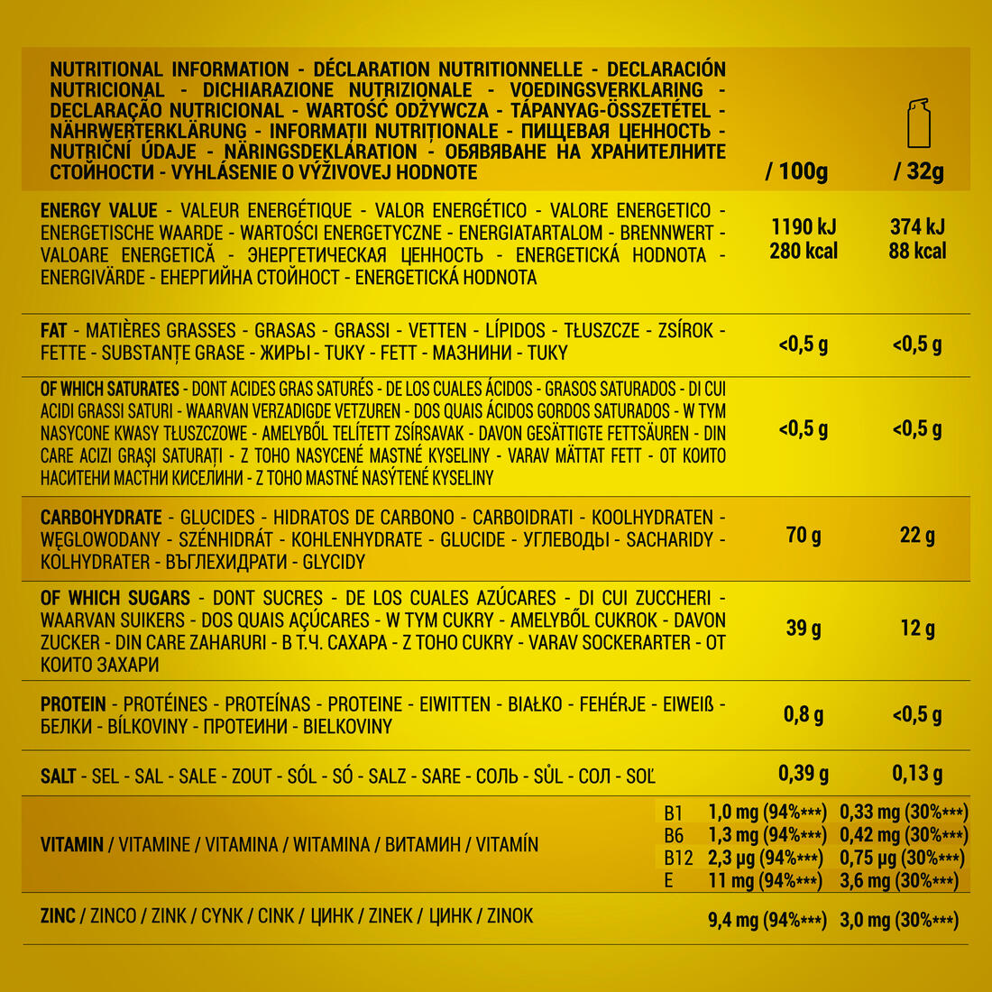 GEL ÉNERGÉTIQUE ECOSIZE LONGUE DISTANCE CITRON 14X32GR
